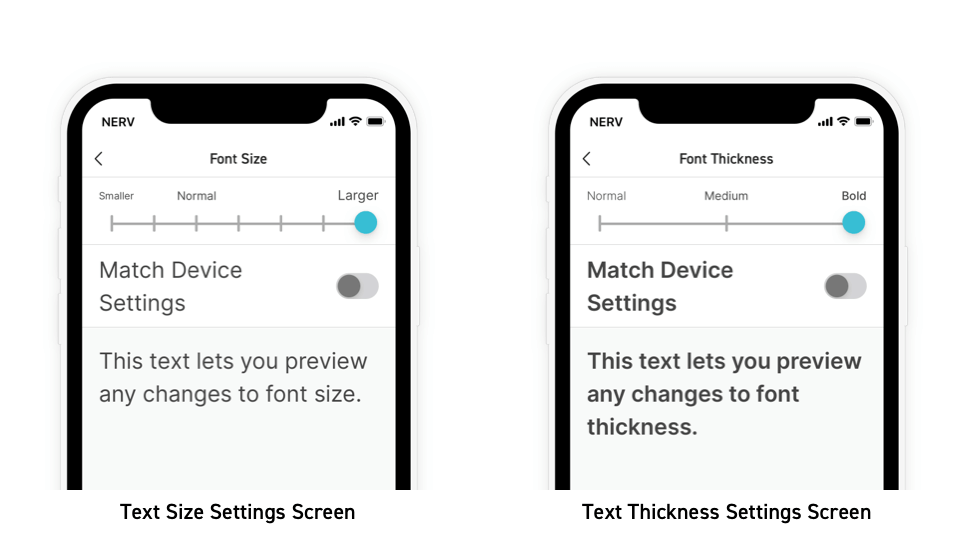 Text Size, Thickness Preview